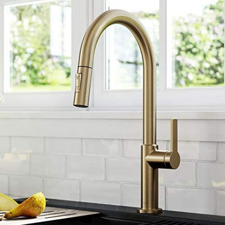 Home Accessories * | Shop Kraus Kpf-2820Sfacb Oletto Single Handle Pull-Down Kitchen Faucet, 17 Inch, Antique Champagne Bronze