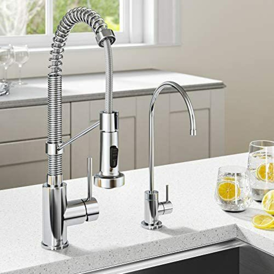 Home Accessories * | Discount Kraus Kpf-1610-Ff-100Ch Bolden Commercial Style Pull-Down Kitchen Purita Water Filter Faucet Combo, Chrome