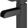 Home Accessories * | Shop Lexdale Waterfall Bathroom Faucet Vessel Sink Faucet Vanity Brass Single Handle Lavatory Faucet With Pop Up Drain And Supply Lines Black