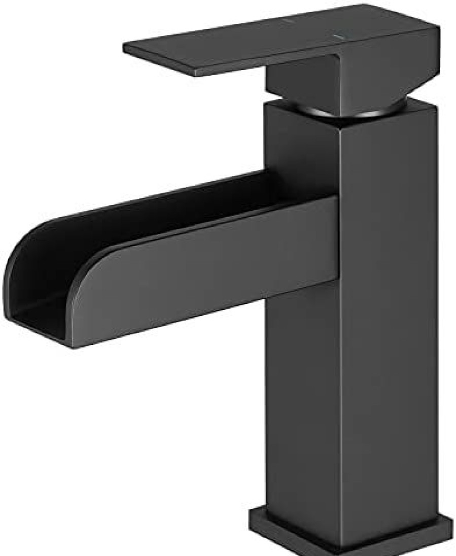 Home Accessories * | Shop Lexdale Waterfall Bathroom Faucet Vessel Sink Faucet Vanity Brass Single Handle Lavatory Faucet With Pop Up Drain And Supply Lines Black