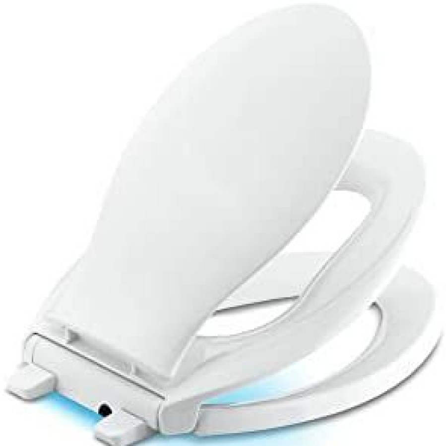 Bathroom * | New Kohler K-2599-0 Transitions Nightlight Quiet-Close With Grip-Tight Toilet Seat, White