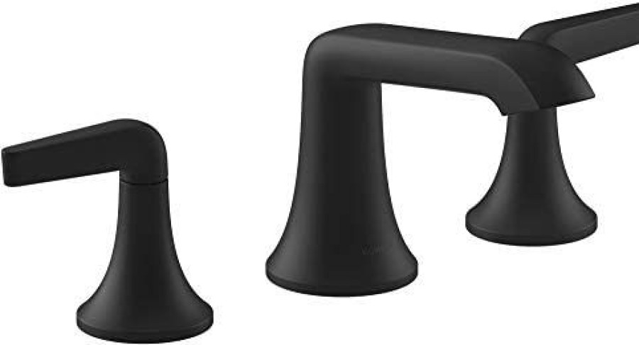 Home Accessories * | Shop Kohler K-22020-4-Bl Kohler K-22020-4 Tempered 1.2 Gpm Widespread Bathroom Faucet With Ultraglide And Pop-Up Drain Assembly Matte Black