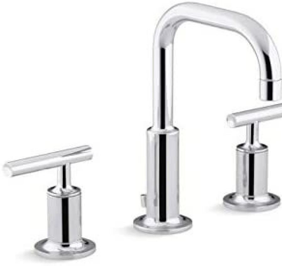 Home Accessories * | New Bathroom Faucet By Kohler, Bathroom Sink Faucet, Purist Collection, 2-Handle Widespread Faucet With Metal Drain, , K-14406-4-Cp Polished Chrome