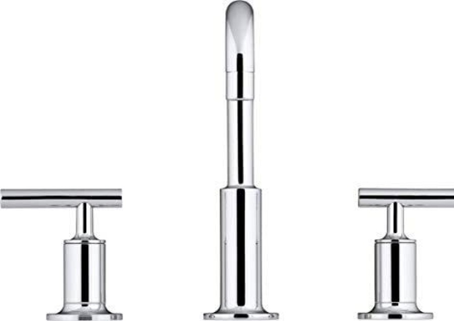 Home Accessories * | New Bathroom Faucet By Kohler, Bathroom Sink Faucet, Purist Collection, 2-Handle Widespread Faucet With Metal Drain, , K-14406-4-Cp Polished Chrome