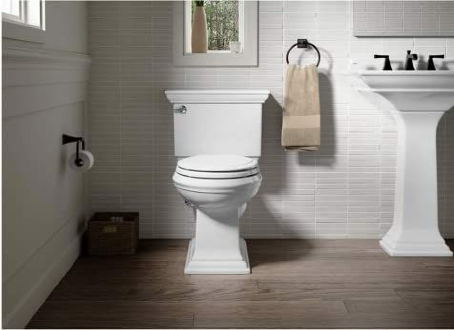 Bathroom * | Shop Kohler 4734-0 Rutledge Elongated, Grip-Tight Bumpers, Quiet-Close Release Hinges, Quick-Attach Hardware, No Slam Toilet Seat, White