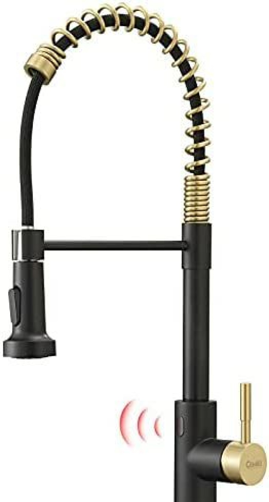 Home Accessories * | Store Gimili Black And Gold Touchless Kitchen Faucet With Pull Down Sprayer, Motion Sensor Smart Hands-Free Activated Single Hole Spring Faucet For Kitchen Sink, Matte Black&Brushed Gold