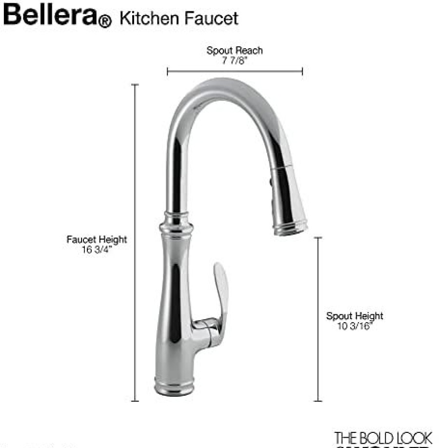 Home Accessories * | New Kohler Bellera Pull Down Kitchen Faucet, Kitchen Sink Faucet With Pull Down Sprayer, 3-Spray Faucet, , K-560-Vs Vibrant Stainless