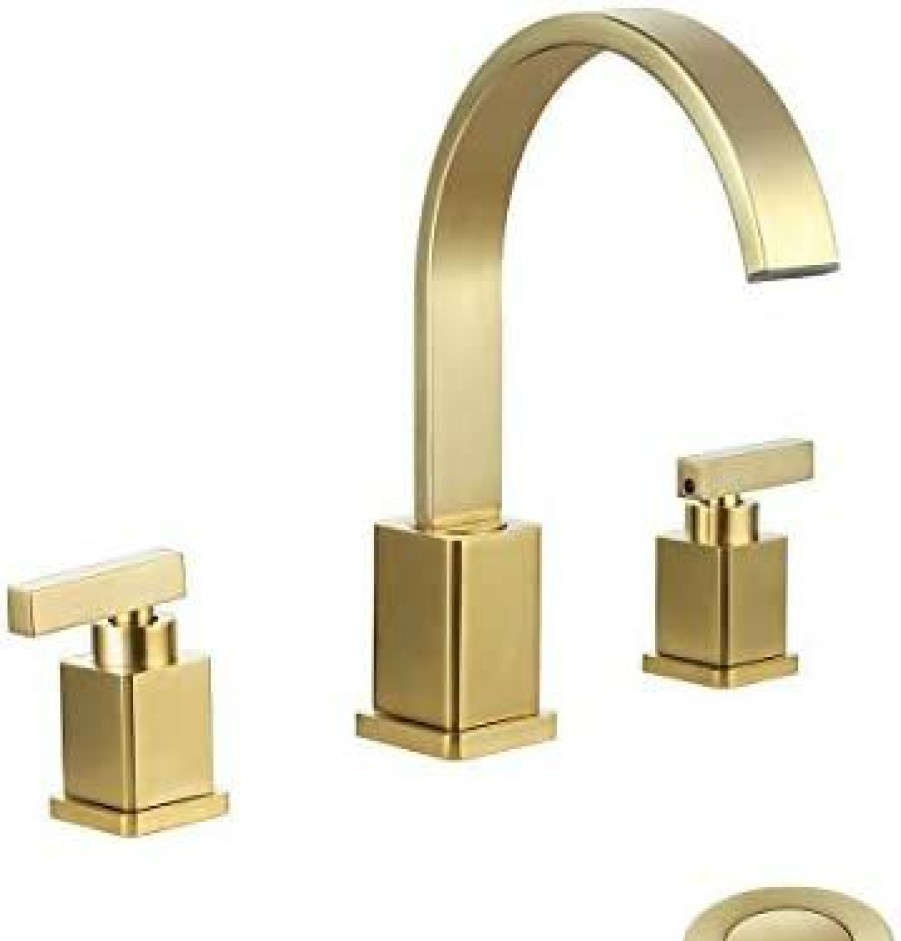 Home Accessories * | Discount Worbway Bathroom Faucet Gold, 2 Lever Handle 8 Inch Widespread Bathroom Sink Faucet With Pop-Up Drain Brushed Gold