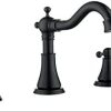 Home Accessories * | New Fransiton 8 Inch 2 Handles 3 Holes Antique Bathroom Faucet Widespread Bathroom Sink Faucet Pop Up Drain With Overflow Lavatory Faucet Vintage Bathroom Faucet Matte Black