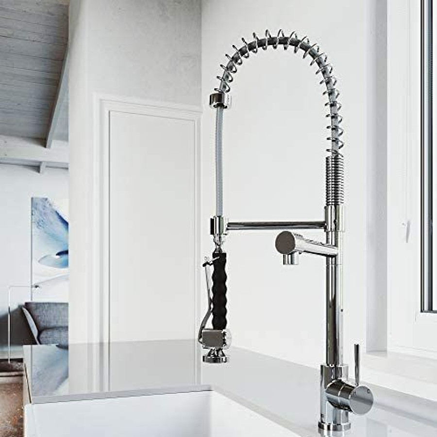 Home Accessories * | Store Vigo Vg02007Ch 27 H Zurich Single-Handle With Pull-Down Sprayer Kitchen Faucet In Chrome