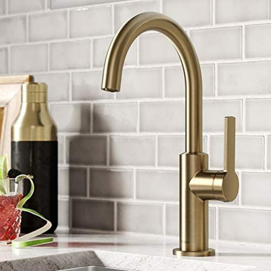 Home Accessories * | Store Kraus Kpf-2822Sfacb Oletto Single Handle Kitchen Bar Faucet, 12 Inch, Antique Champagne Bronze