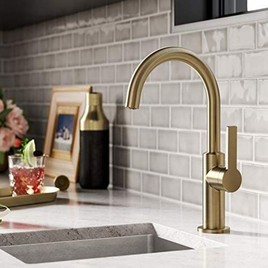 Home Accessories * | Store Kraus Kpf-2822Sfacb Oletto Single Handle Kitchen Bar Faucet, 12 Inch, Antique Champagne Bronze